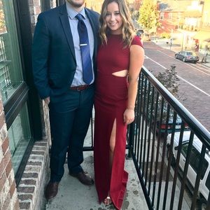 Maroon cutout maxi dress